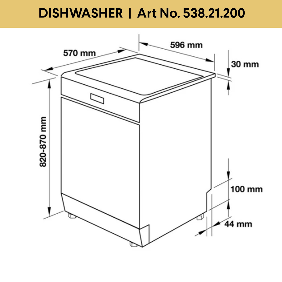 Free Standing Dishwasher Sketch